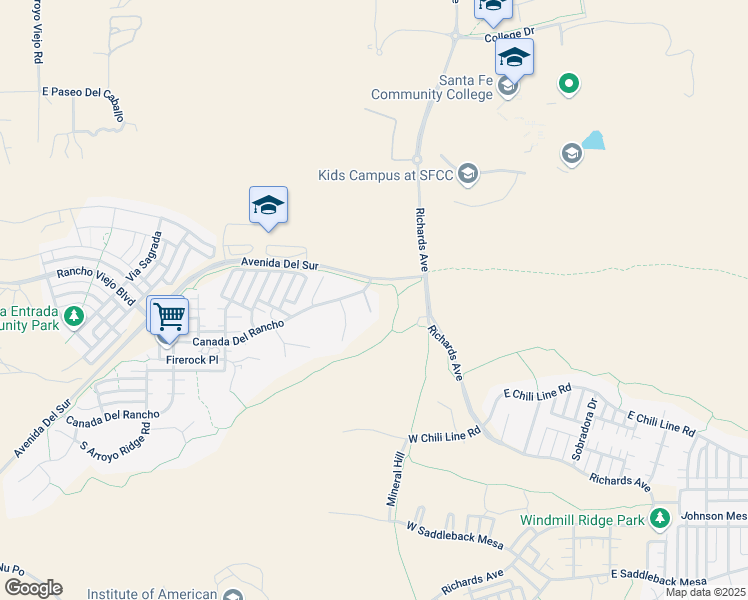 map of restaurants, bars, coffee shops, grocery stores, and more near 4A Canada Del Rancho in Santa Fe