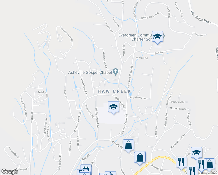 map of restaurants, bars, coffee shops, grocery stores, and more near 29 Melton Drive in Asheville
