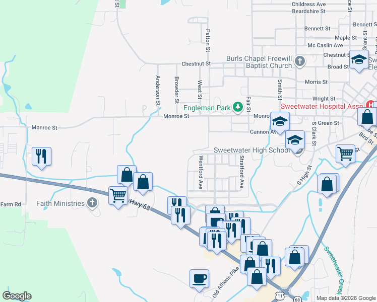 map of restaurants, bars, coffee shops, grocery stores, and more near 706 Stratford Ave in Sweetwater