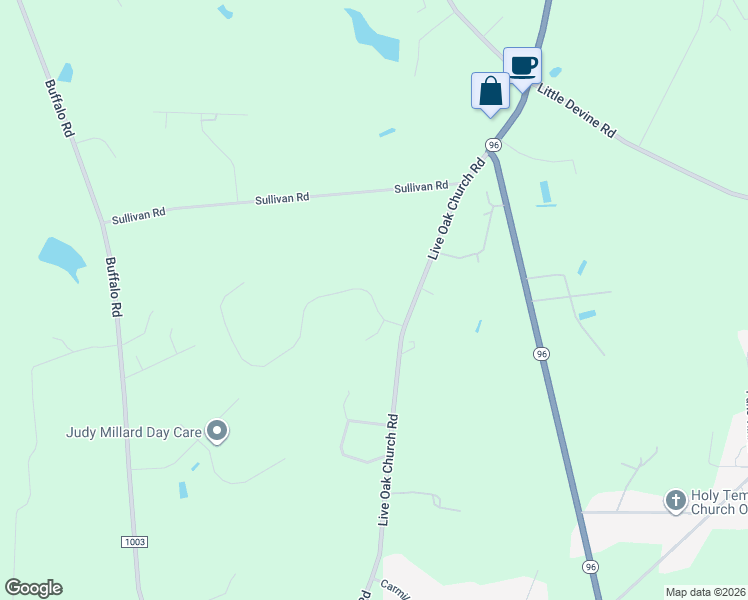 map of restaurants, bars, coffee shops, grocery stores, and more near Whistle Post Drive in Johnston County