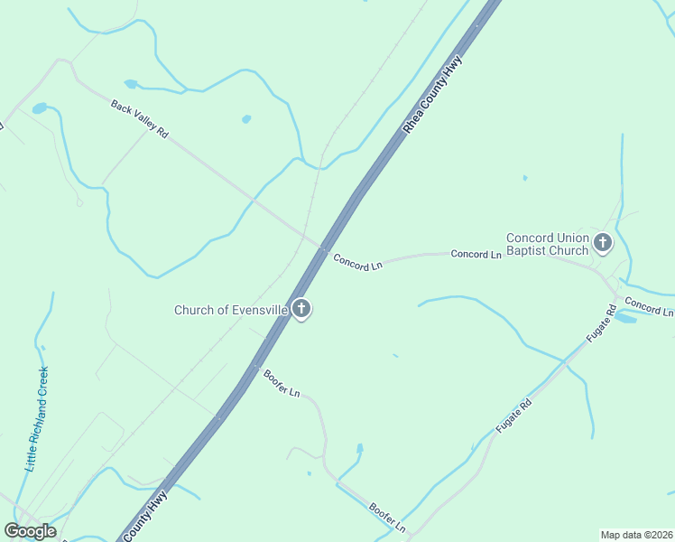 map of restaurants, bars, coffee shops, grocery stores, and more near 140 Concord Lane in Evensville