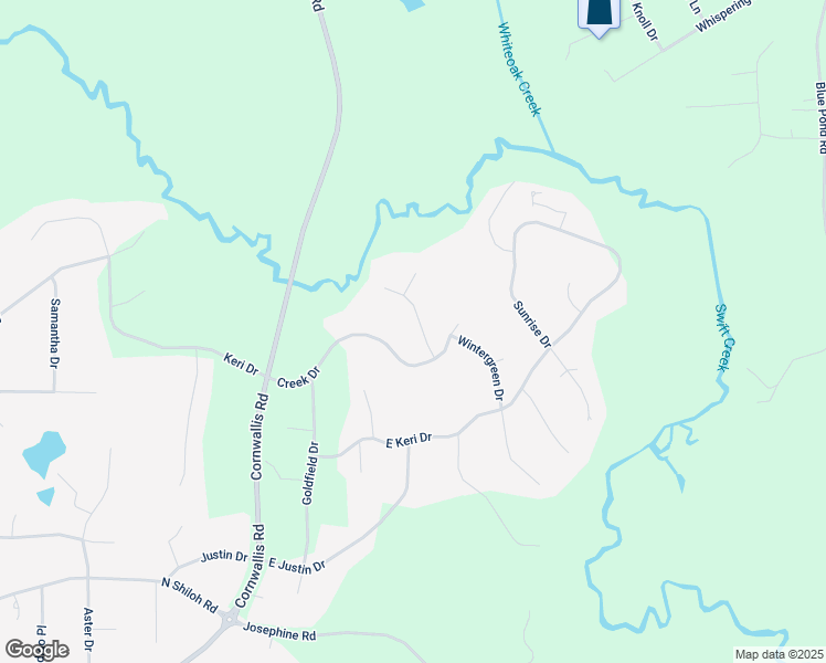 map of restaurants, bars, coffee shops, grocery stores, and more near 105 Bobby Drive in Garner