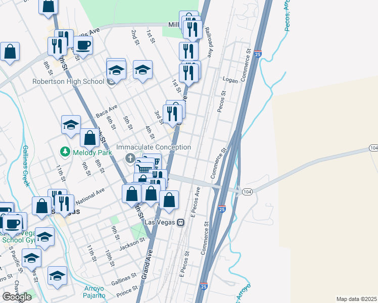 map of restaurants, bars, coffee shops, grocery stores, and more near 824 Railroad Avenue in Las Vegas