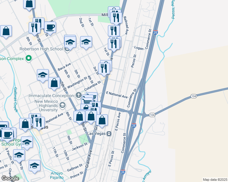 map of restaurants, bars, coffee shops, grocery stores, and more near 824 Railroad Avenue in Las Vegas