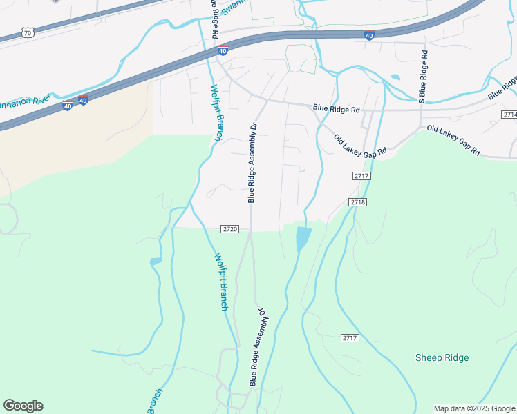 map of restaurants, bars, coffee shops, grocery stores, and more near 94 Blue Ridge Assembly Drive in Black Mountain