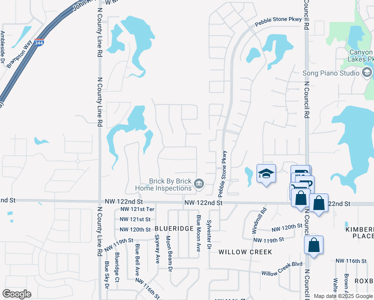 map of restaurants, bars, coffee shops, grocery stores, and more near 8516 Northwest 127th Street in Oklahoma City