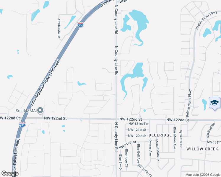 map of restaurants, bars, coffee shops, grocery stores, and more near 12301-12753 N Countyline Rd in Yukon