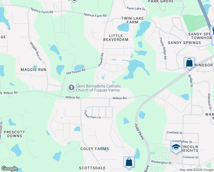 map of restaurants, bars, coffee shops, grocery stores, and more near 1308 Rathdrum Court in Holly Springs