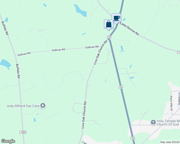 map of restaurants, bars, coffee shops, grocery stores, and more near 1219 Live Oak Church Road in Selma