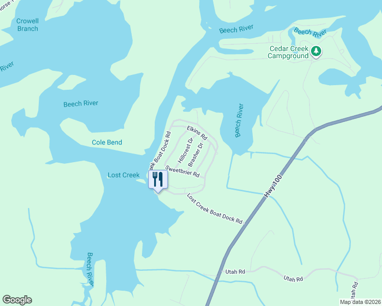 map of restaurants, bars, coffee shops, grocery stores, and more near 73 Hanklolche Drive in Decaturville