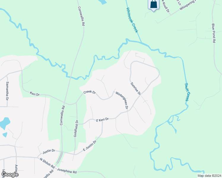 map of restaurants, bars, coffee shops, grocery stores, and more near 104 Bobby Drive in Garner