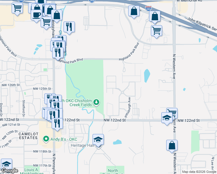 map of restaurants, bars, coffee shops, grocery stores, and more near 12509 Edison Drive in Oklahoma City