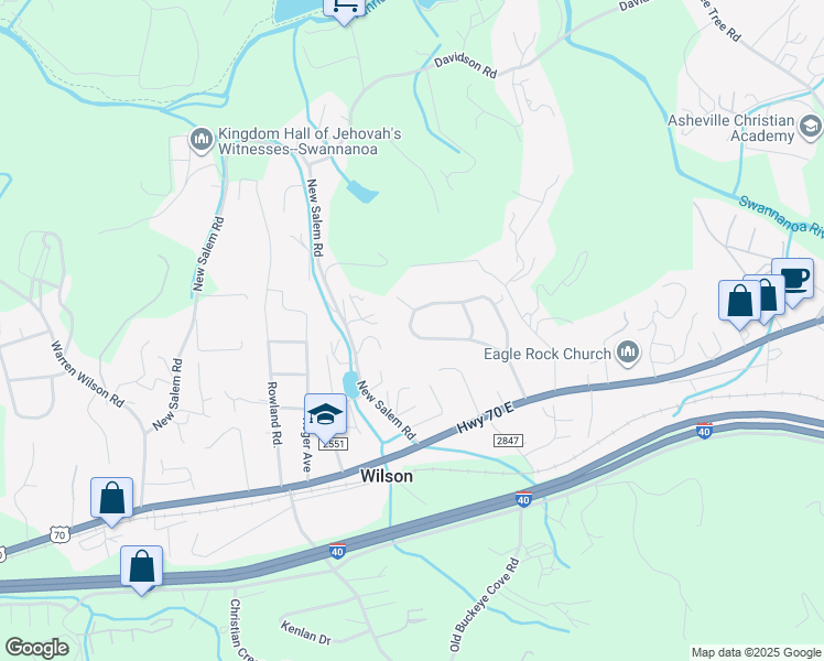 map of restaurants, bars, coffee shops, grocery stores, and more near 404 Melody Circle in Swannanoa