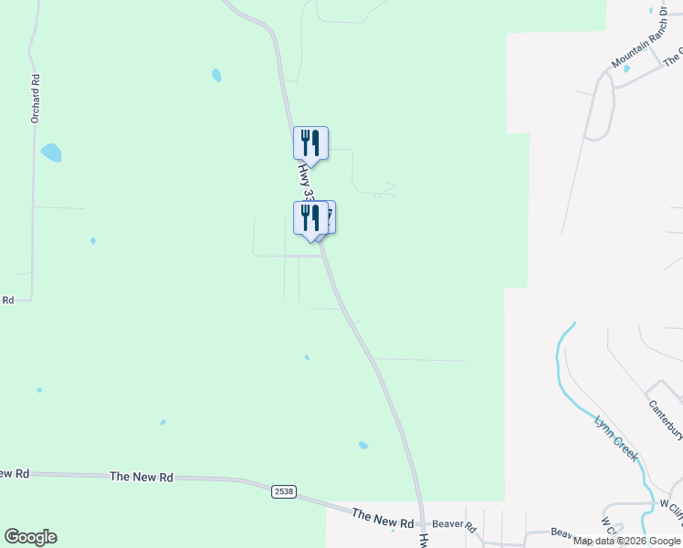 map of restaurants, bars, coffee shops, grocery stores, and more near 2195 Arkansas 330 in Shirley