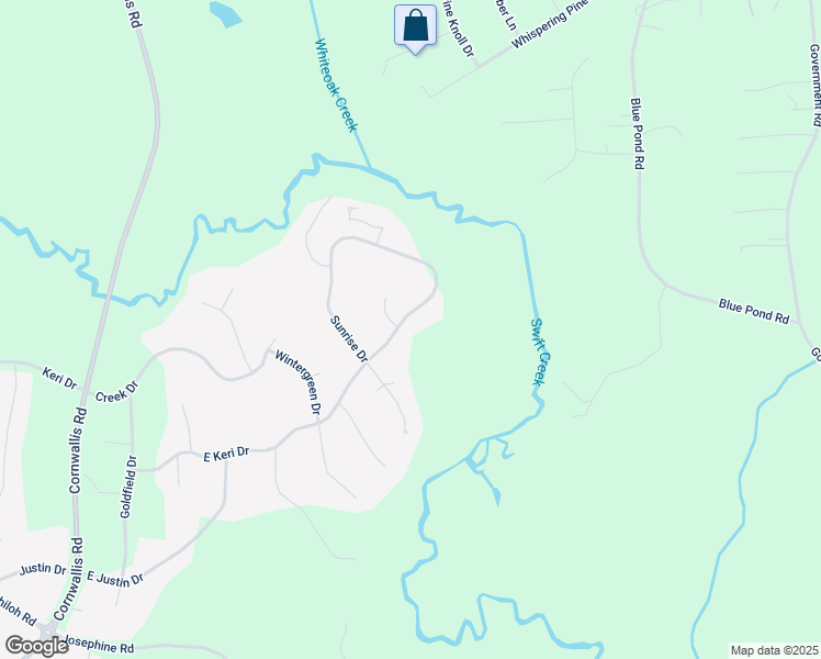 map of restaurants, bars, coffee shops, grocery stores, and more near 834 Sunrise Drive in Garner