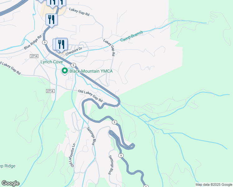 map of restaurants, bars, coffee shops, grocery stores, and more near 14 Tree Canopy Lane in Black Mountain