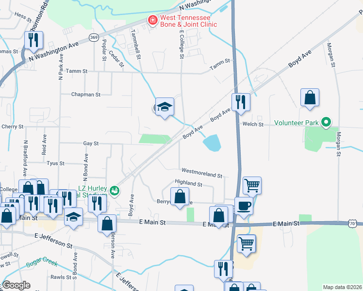 map of restaurants, bars, coffee shops, grocery stores, and more near 1101 Edgewood Avenue in Brownsville