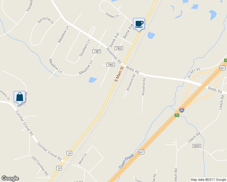 map of restaurants, bars, coffee shops, grocery stores, and more near 6015 South Main Street in Salisbury