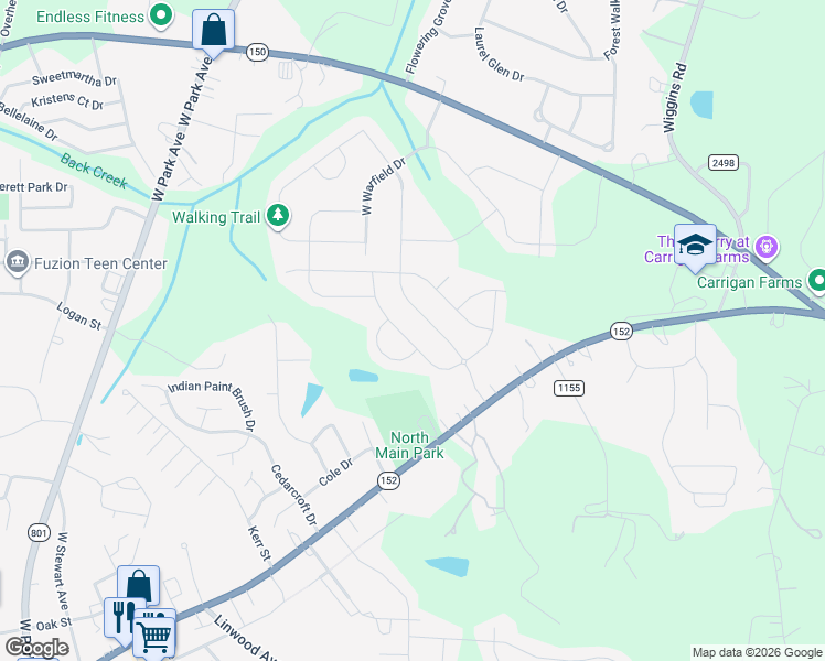 map of restaurants, bars, coffee shops, grocery stores, and more near 183 Glastonbury Drive in Mooresville