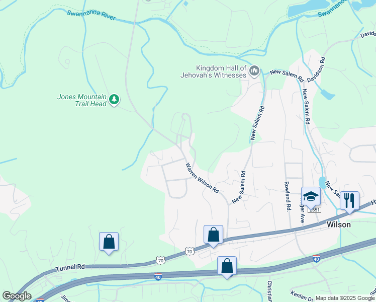 map of restaurants, bars, coffee shops, grocery stores, and more near 412 Warren Wilson Road in Swannanoa