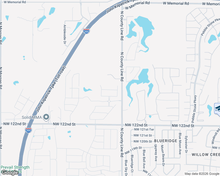 map of restaurants, bars, coffee shops, grocery stores, and more near 12301-12753 North County Line Road in Oklahoma City