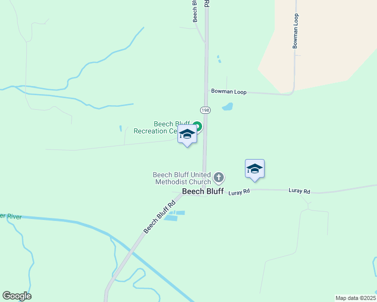 map of restaurants, bars, coffee shops, grocery stores, and more near 4488 Beech Bluff Road in Beech Bluff