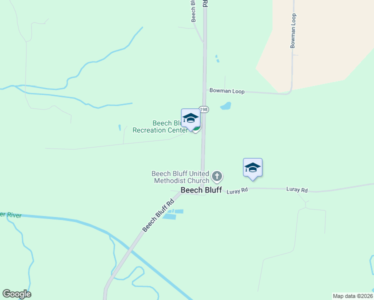map of restaurants, bars, coffee shops, grocery stores, and more near 4488 Beech Bluff Road in Beech Bluff