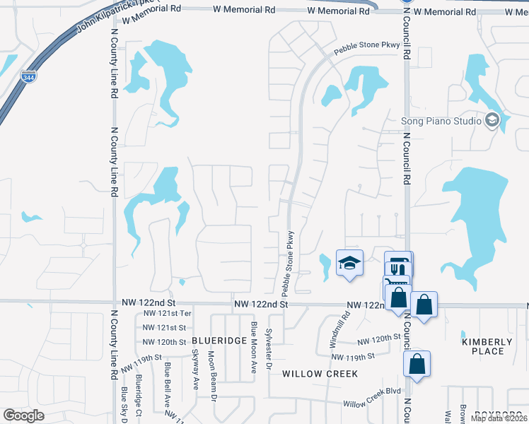 map of restaurants, bars, coffee shops, grocery stores, and more near 8421 Northwest 126th Street in Oklahoma City