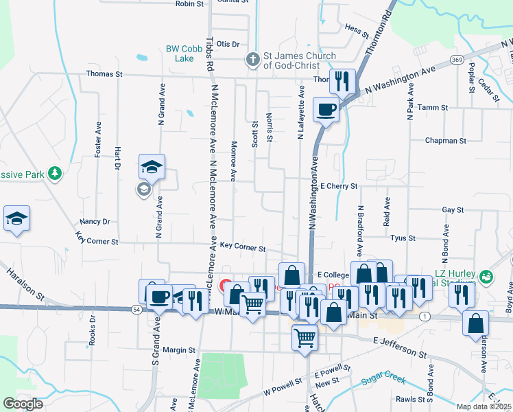 map of restaurants, bars, coffee shops, grocery stores, and more near 301-399 Peyton Avenue in Brownsville