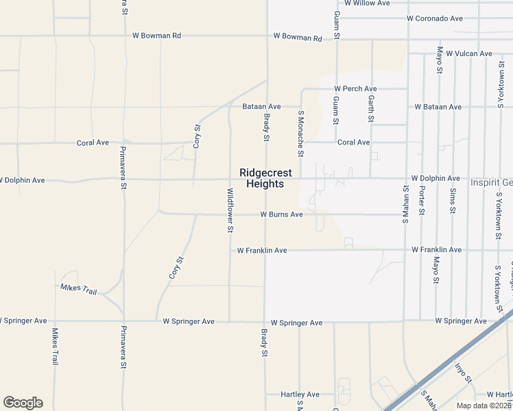 map of restaurants, bars, coffee shops, grocery stores, and more near 1321 Brady Street in Ridgecrest