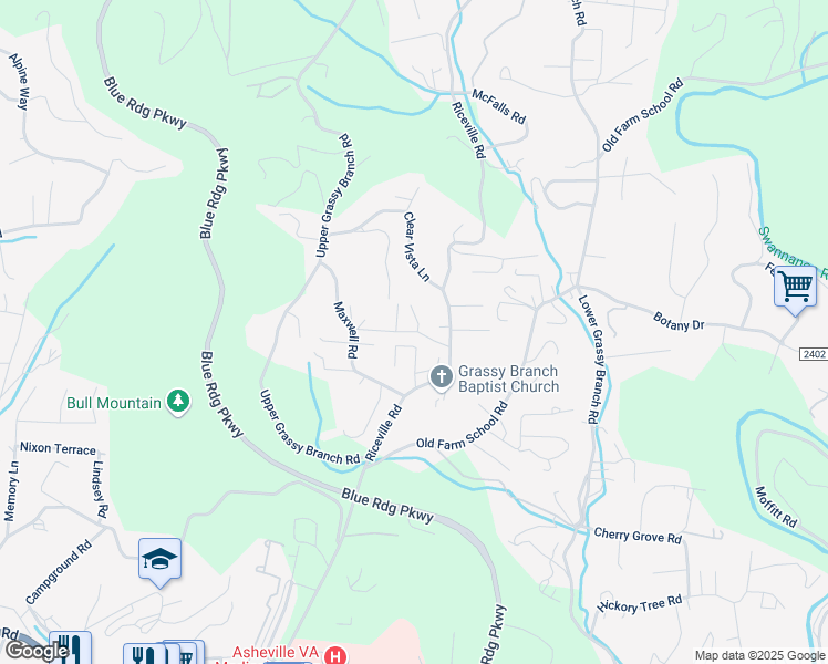 map of restaurants, bars, coffee shops, grocery stores, and more near 27 Scully Lane in Asheville