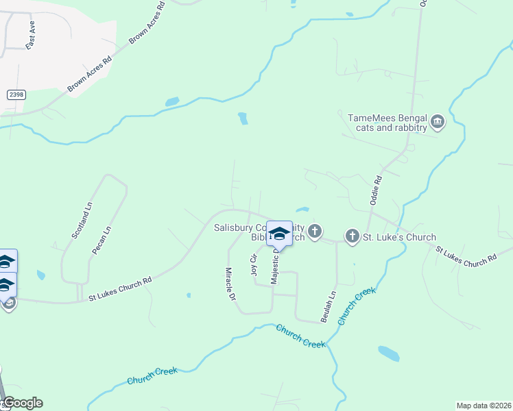 map of restaurants, bars, coffee shops, grocery stores, and more near 1410 Saint Lukes Church Road in Salisbury