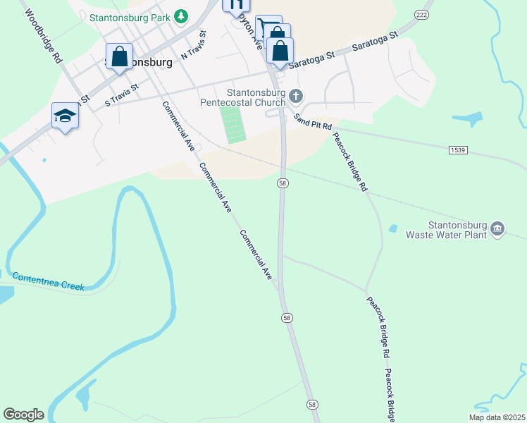 map of restaurants, bars, coffee shops, grocery stores, and more near 7437 Commercial Avenue in Stantonsburg