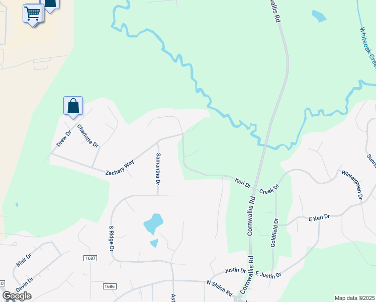 map of restaurants, bars, coffee shops, grocery stores, and more near 7103 Chase Circle in Garner