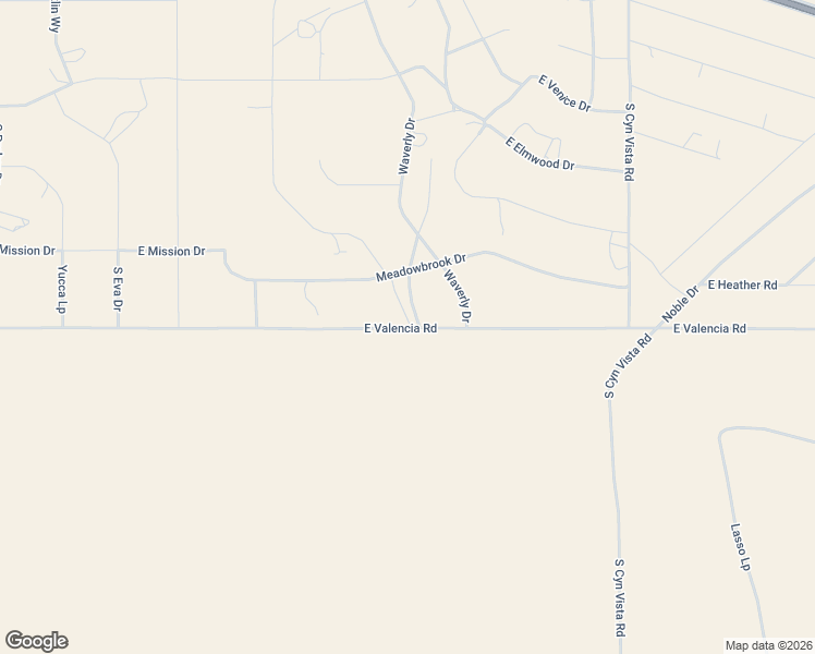 map of restaurants, bars, coffee shops, grocery stores, and more near East Valencia Road in Valle