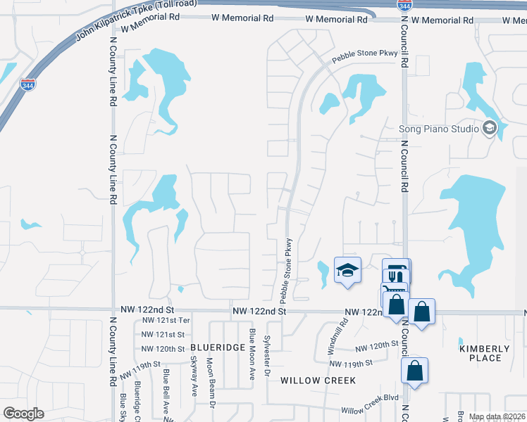 map of restaurants, bars, coffee shops, grocery stores, and more near 8421 Northwest 126th Street in Oklahoma City