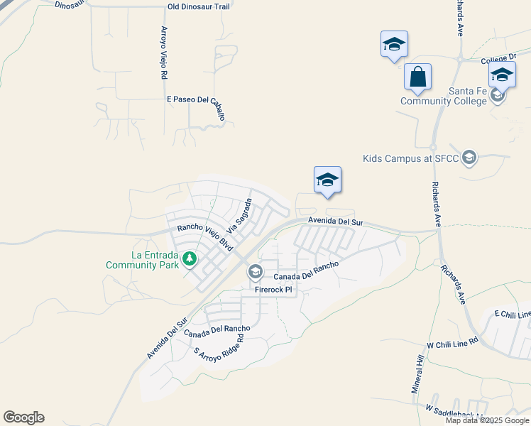 map of restaurants, bars, coffee shops, grocery stores, and more near 9 Calle Agua Clara in Santa Fe