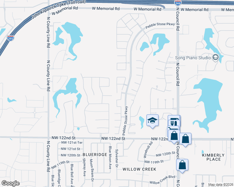map of restaurants, bars, coffee shops, grocery stores, and more near 8421 Northwest 126th Street in Oklahoma City