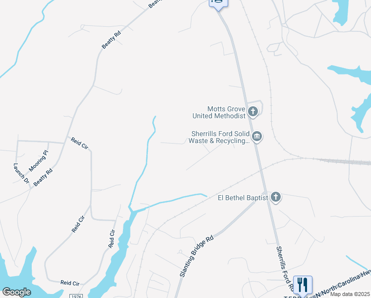 map of restaurants, bars, coffee shops, grocery stores, and more near 7895 Raynard Street in Sherrills Ford