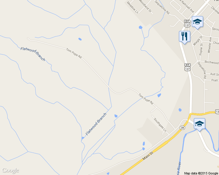 map of restaurants, bars, coffee shops, grocery stores, and more near Tom Pope Rd in Pikeville