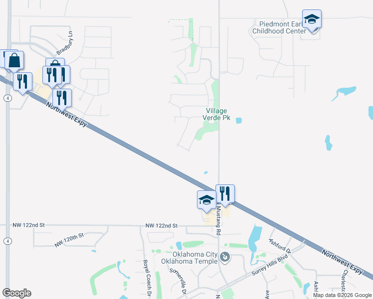map of restaurants, bars, coffee shops, grocery stores, and more near 11425-11933 Northwest Expressway in Yukon