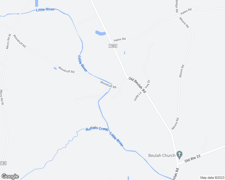 map of restaurants, bars, coffee shops, grocery stores, and more near 1450 Woodruff Road in Kenly