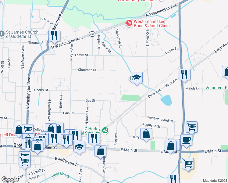 map of restaurants, bars, coffee shops, grocery stores, and more near 29 Morning Drive in Brownsville
