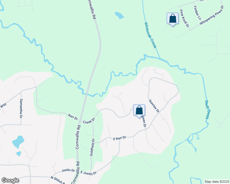 map of restaurants, bars, coffee shops, grocery stores, and more near 120 Bobby Drive in Garner