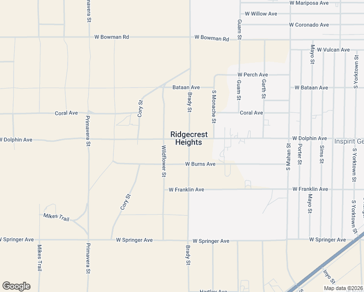 map of restaurants, bars, coffee shops, grocery stores, and more near 1321 Brady Street in Ridgecrest