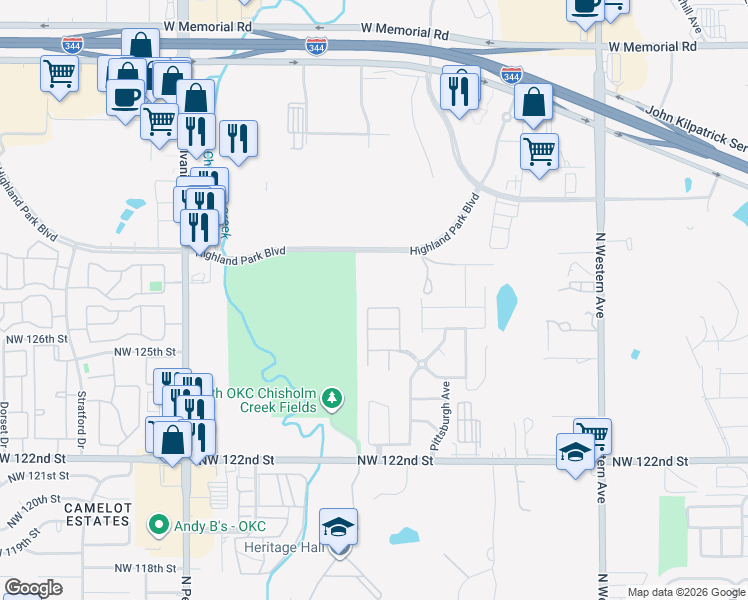 map of restaurants, bars, coffee shops, grocery stores, and more near 12709 Edison Drive in Oklahoma City