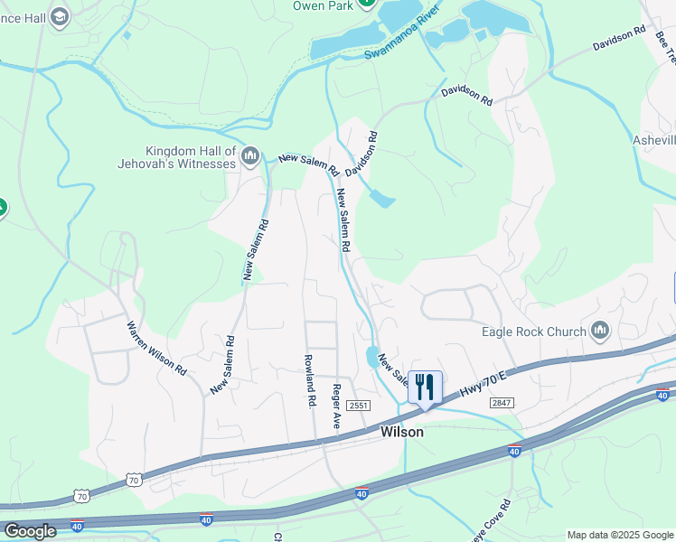 map of restaurants, bars, coffee shops, grocery stores, and more near Warblers Nest in Buncombe County