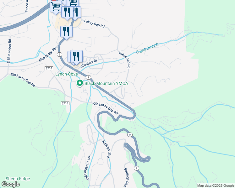 map of restaurants, bars, coffee shops, grocery stores, and more near 10 Mandolin Drive in Black Mountain