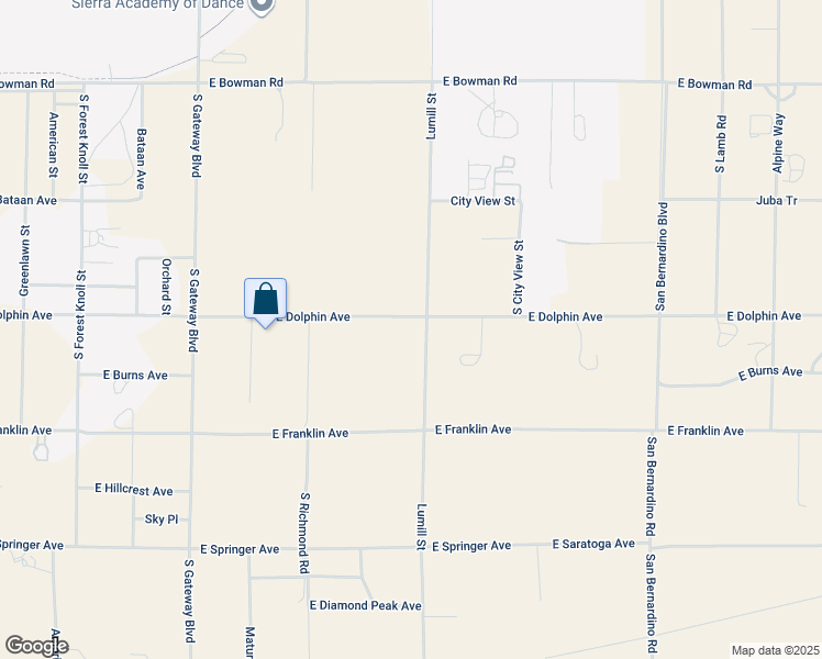 map of restaurants, bars, coffee shops, grocery stores, and more near East Dolphin Avenue in Ridgecrest