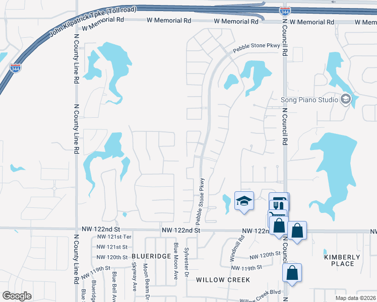 map of restaurants, bars, coffee shops, grocery stores, and more near 8421 Northwest 126th Street in Oklahoma City